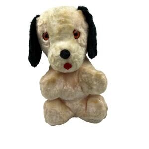Gund Creation 1950's Antique Sani-Foam Stuffed Plush Dog Floppy Ears Cream Black